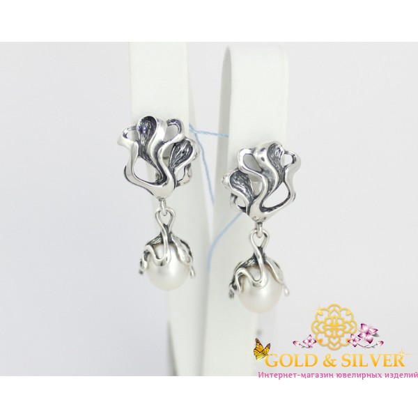 Жіночі сережки срібні "Франческа мала" перли 2371 , Gold &amp Silver Gold & Silver, Украина